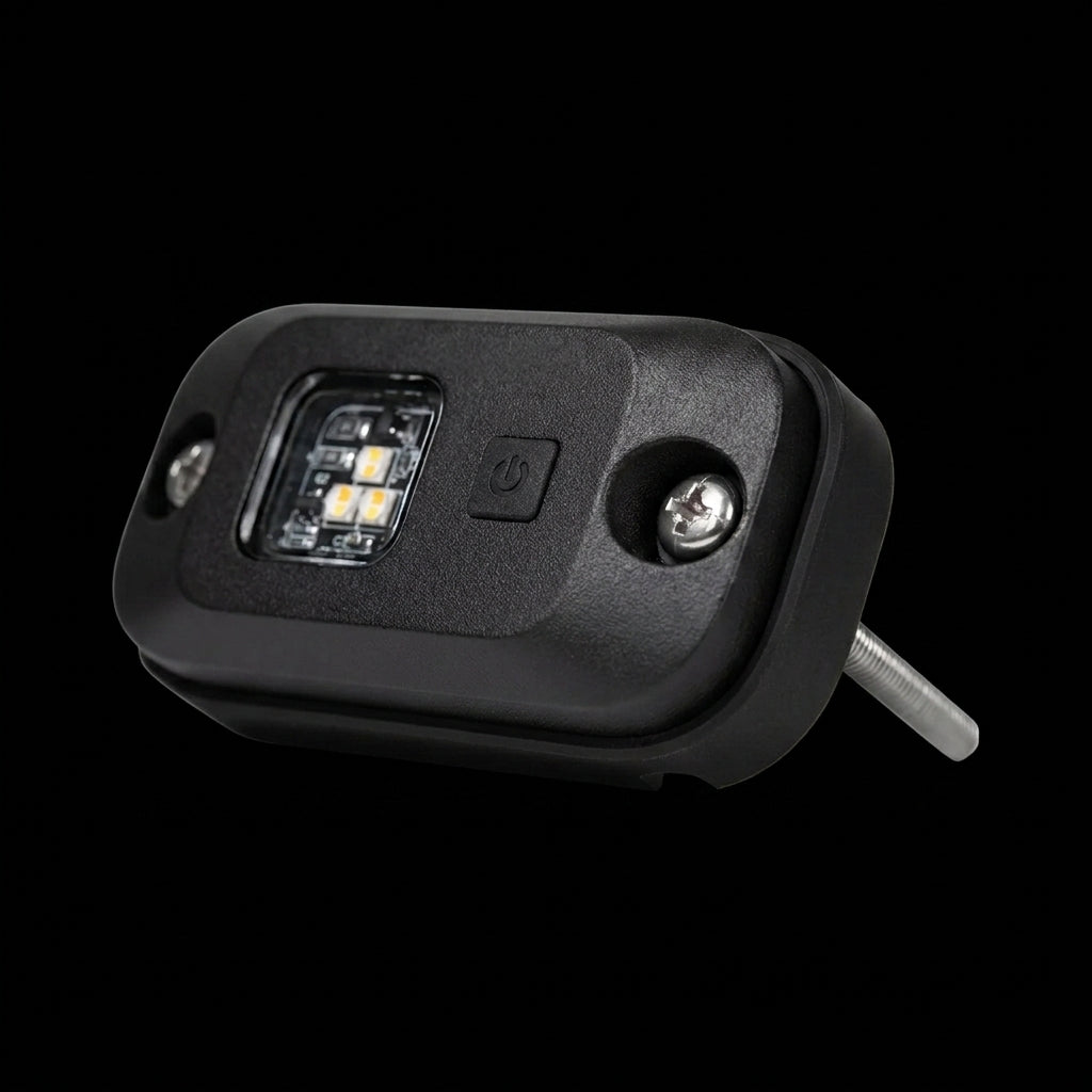 12V Surface-Mount LED Rock Light – White/Amber, Dimmable, 5700K