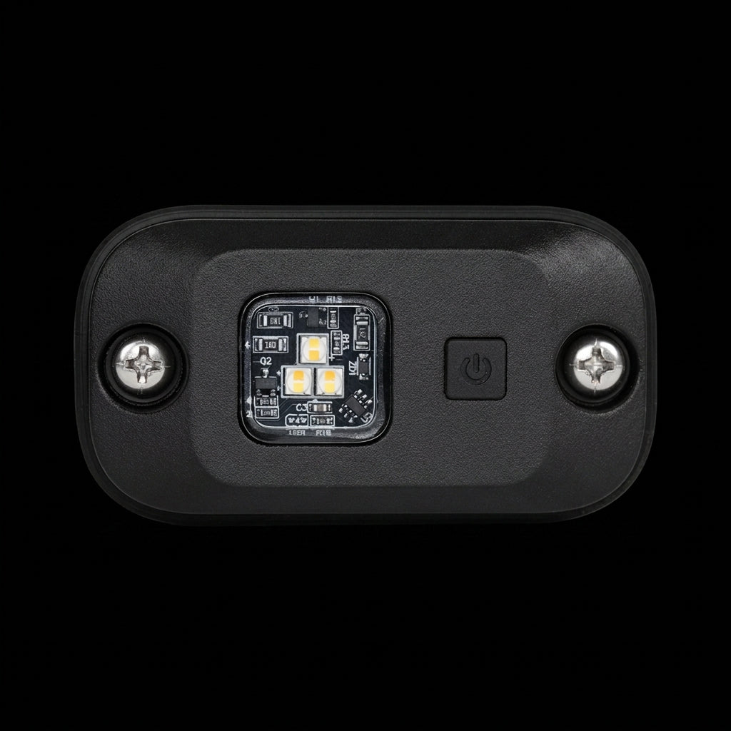 12V Surface-Mount LED Rock Light – White/Amber, Dimmable, 5700K