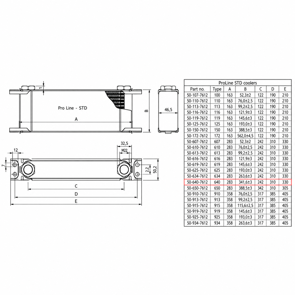 Oil / Fluid Cooler (Series 6 - 330mm Wide) "44 Row"