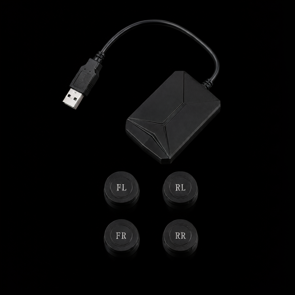 TPMS USB Tire Pressure Monitor System (4 External sensors) for Android head units