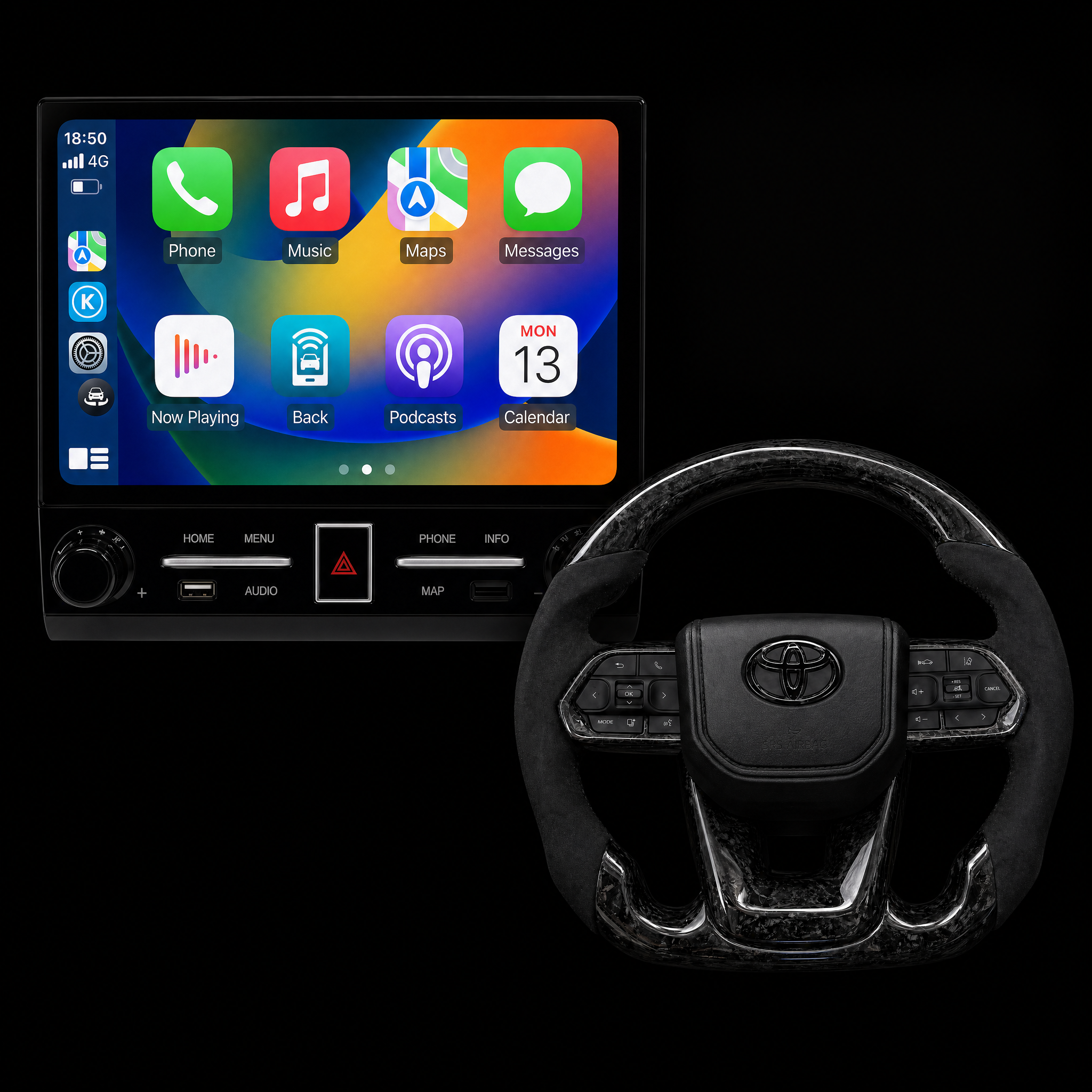 70 SERIES STEERING WHEEL AND HEADUNIT COMBO